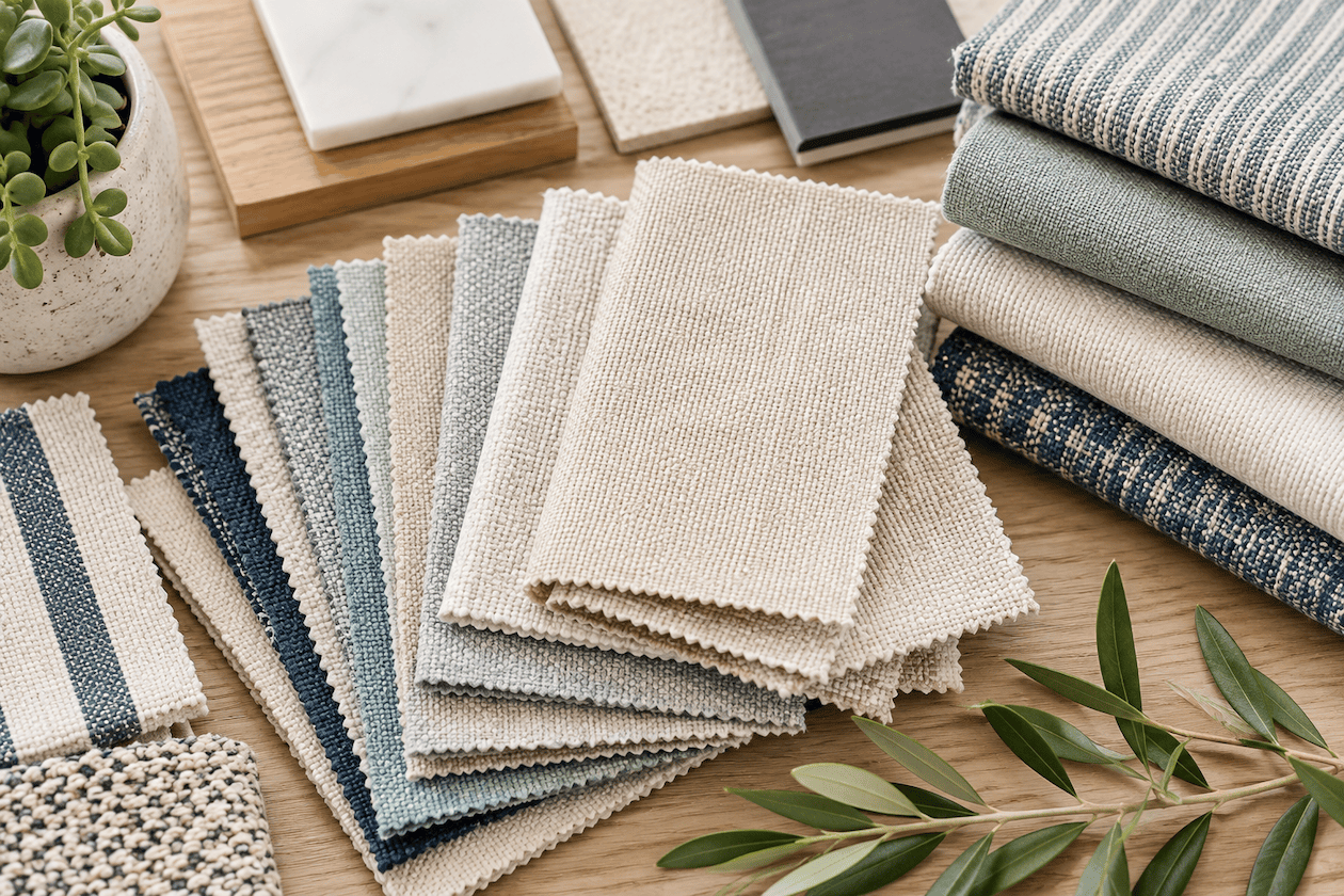Coastal Textile Palette on Wood 